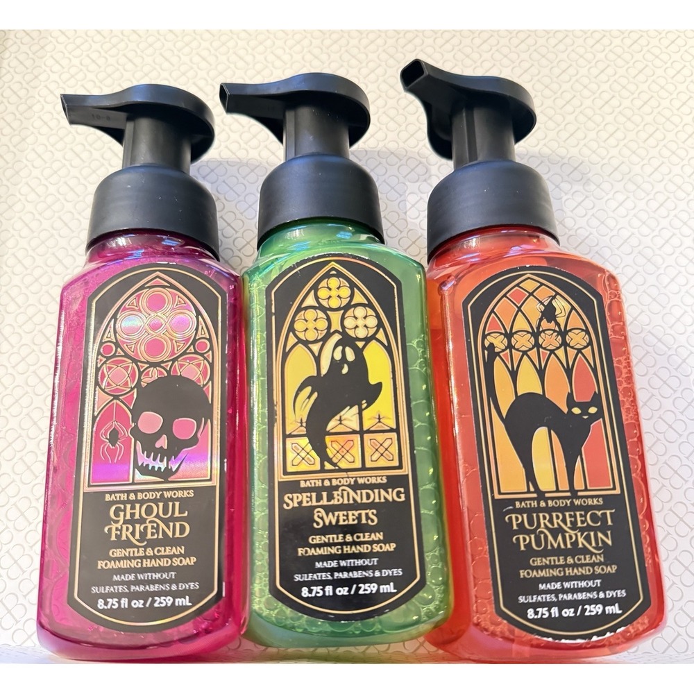 Bath & Body Works Halloween 2023 Foaming Hand Soap 3 Pc Stained Glass Set